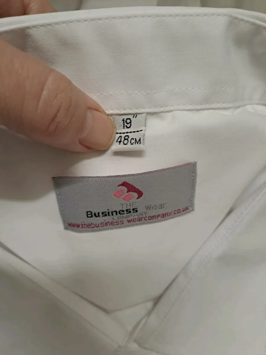 White Business Shirts Size 19” Collar Short Sleev - Image 4