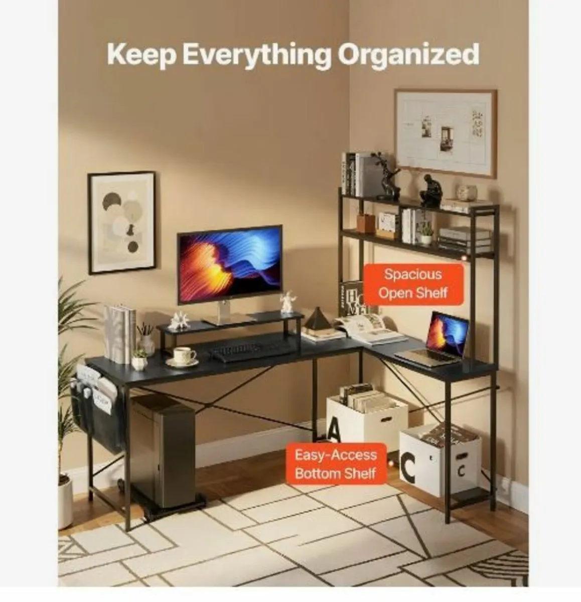 L-Shaped Computer Desk, 1.7m Reversible - Image 3