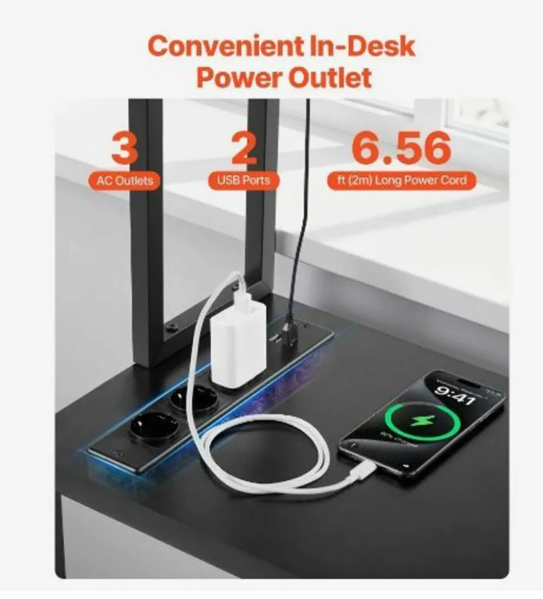 L-Shaped Gaming Desk with LED Lights, 1.2m - Image 4