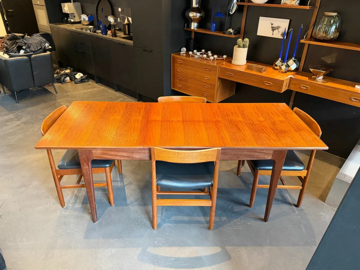 Mid Century Danish Teak Dining Table & 4 Chairs - Image 2