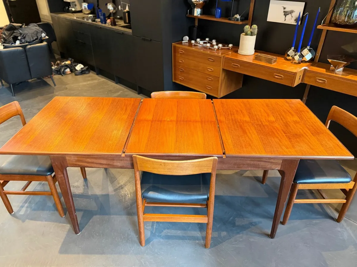 Mid Century Danish Teak Dining Table & 4 Chairs - Image 3