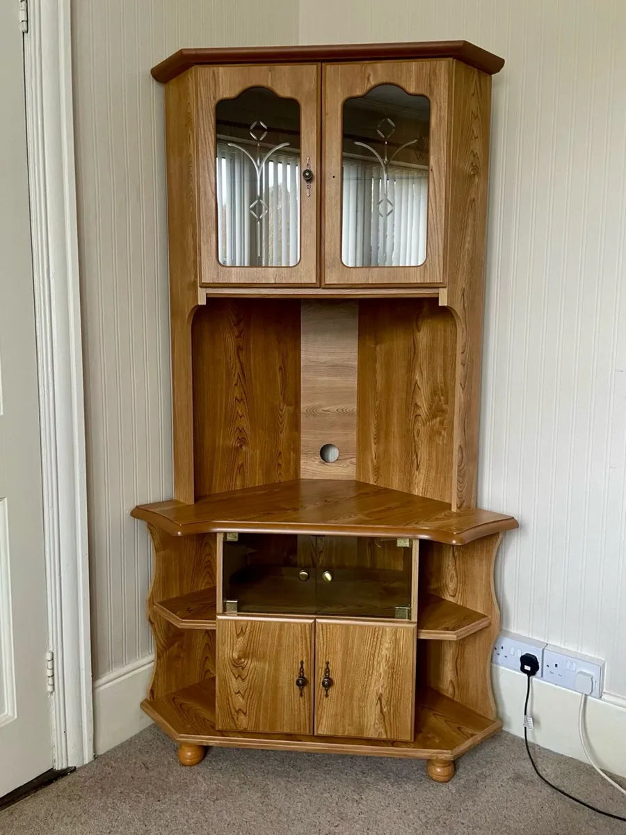Solid Wood Corner Display / TV Unit - Image 1