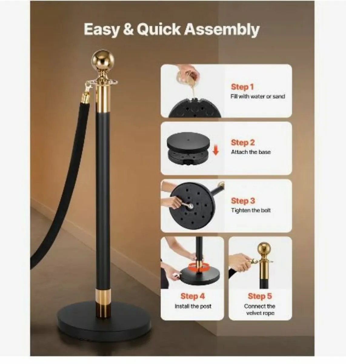 Stanchion Post, 8 Pcs Crowd Control Barrier Set - Image 2