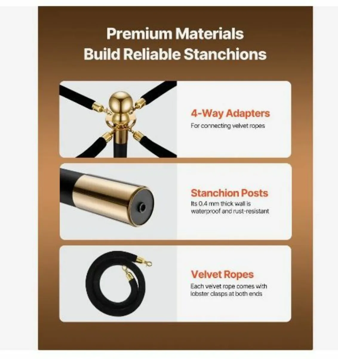 Stanchion Post, 8 Pcs Crowd Control Barrier Set - Image 3