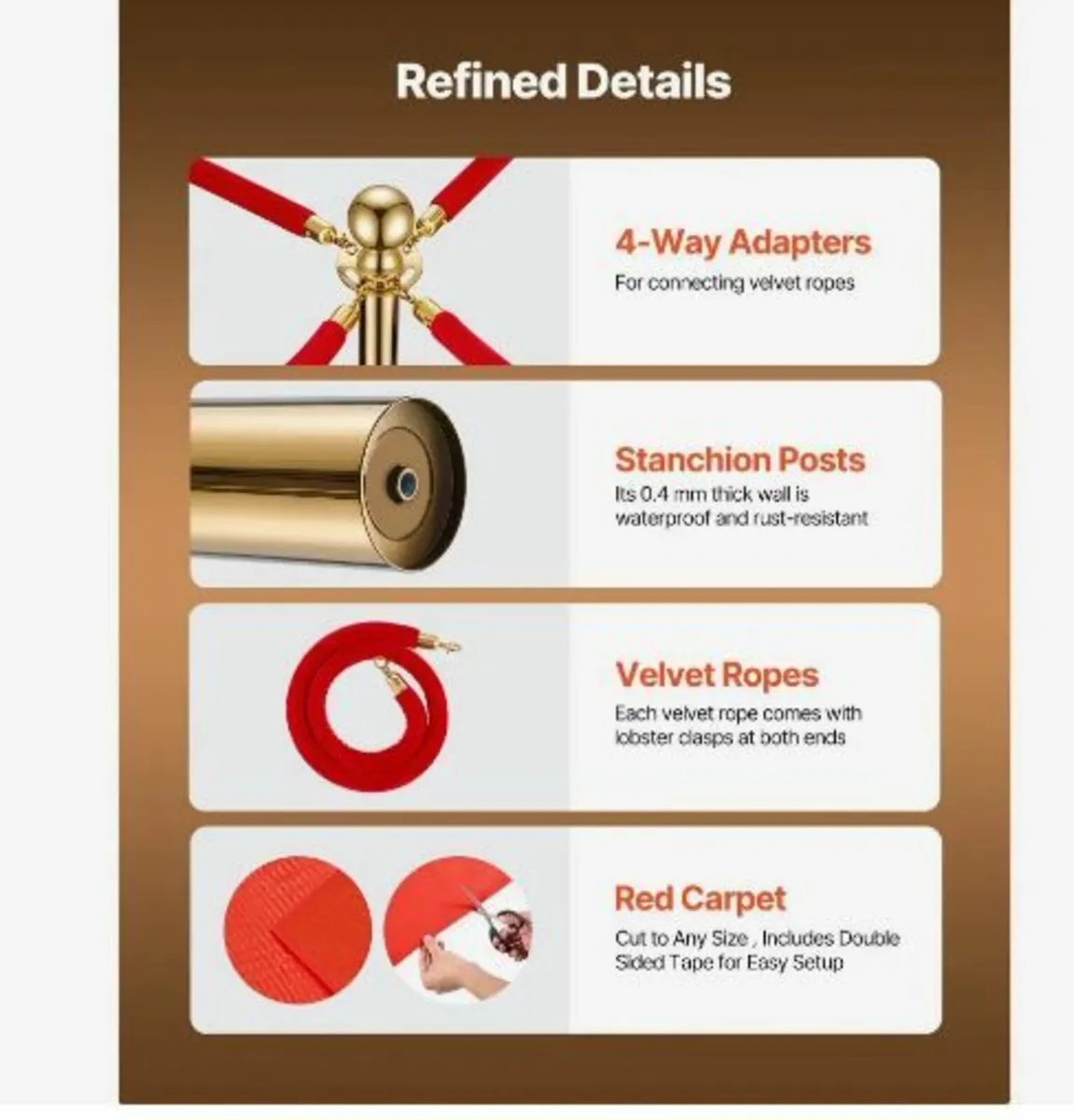 Stanchion Post, 6 Pcs Crowd Control Barrier Set - Image 4