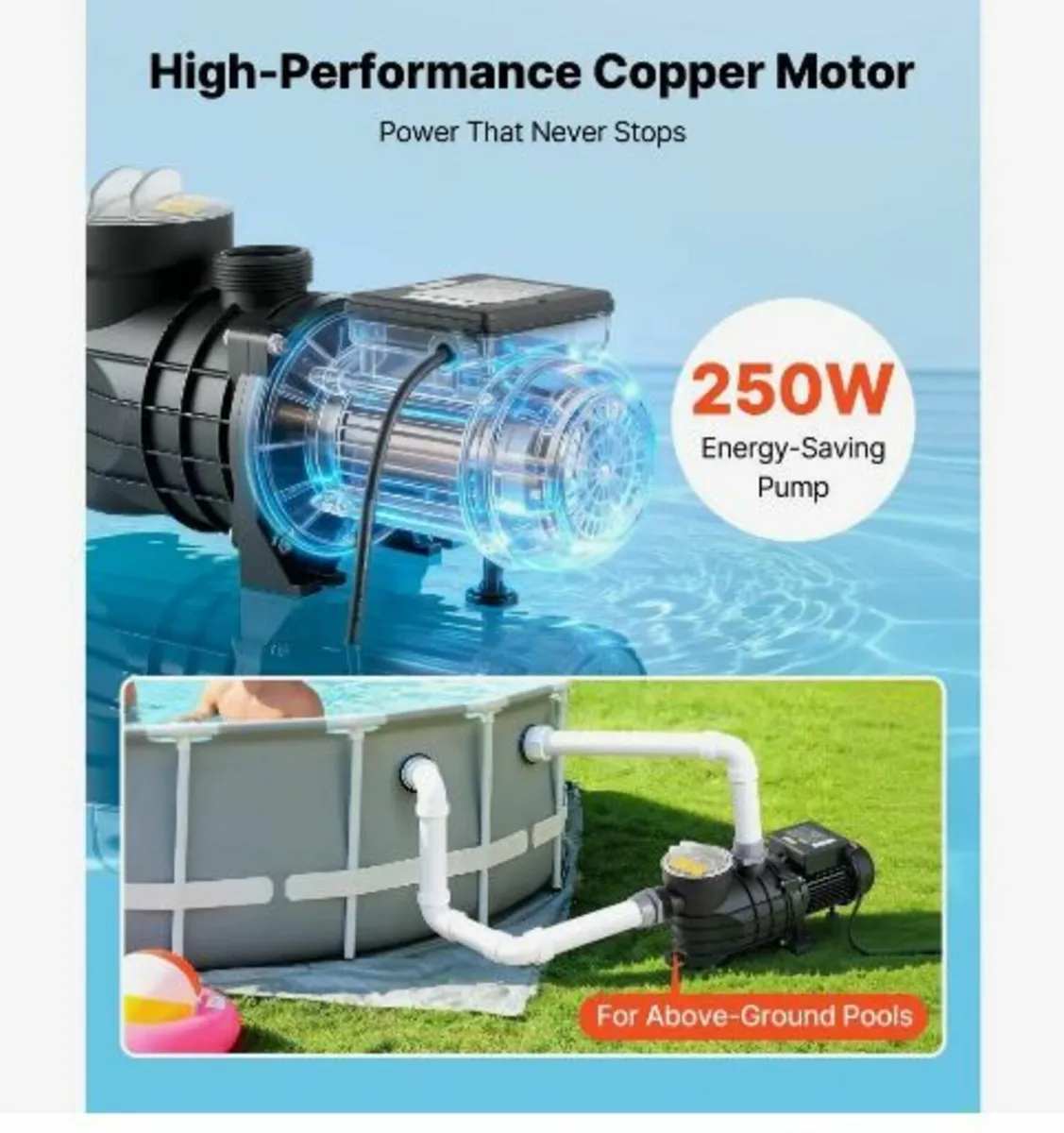 Above Ground Pool Pump, 250W - Image 4