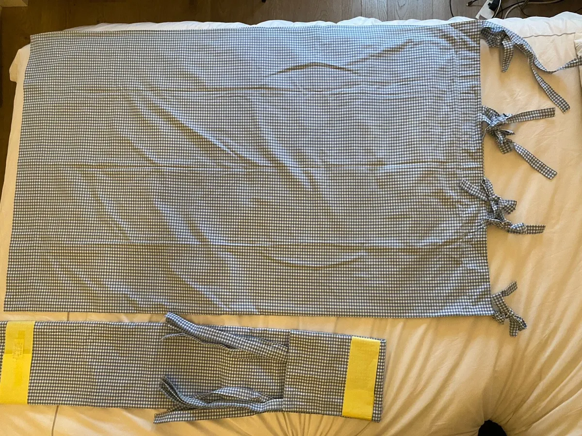 Laura Ashley blue gingham lined curtains - Image 1