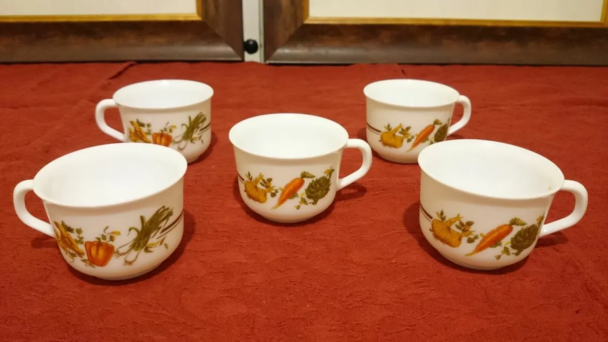5 Pcs. Arcopal France Colorful Milk Glass Tea Cups - Image 1