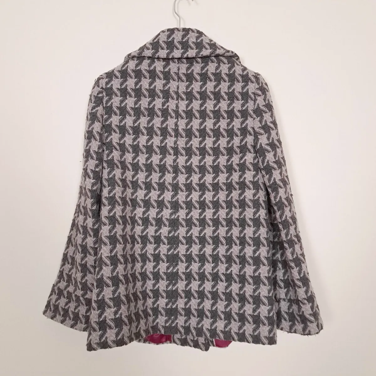 Monsoon Grey Houndstooth Wool Short Coat 10UK/38EU - Image 3