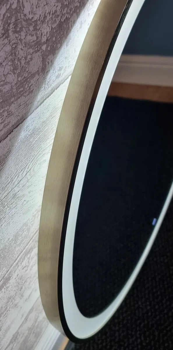 LED Bathroom Mirror Round 80cm Gold - Image 4