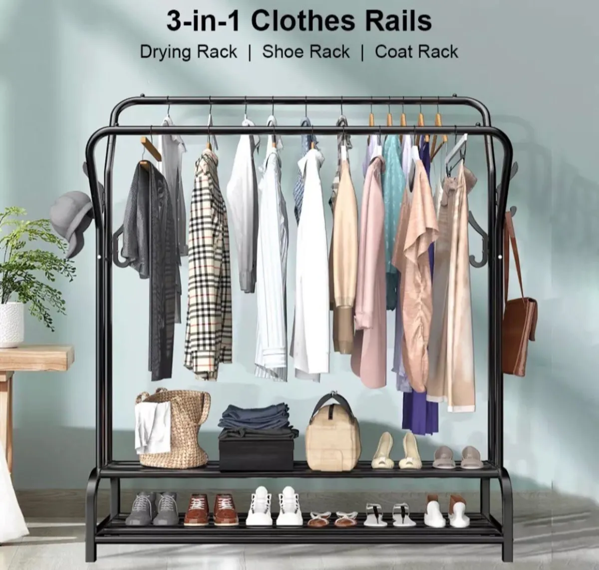 Metal Double Rail Clothes Garment Rack NEW - Image 3