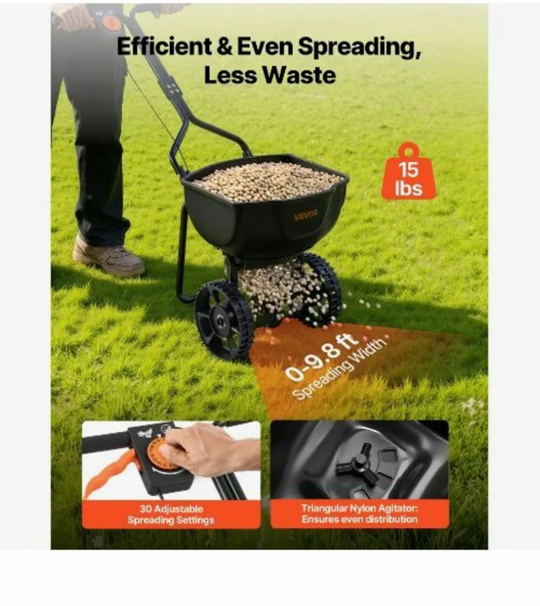 Push Lawn Spreader, 3m Spreading Width - Image 3