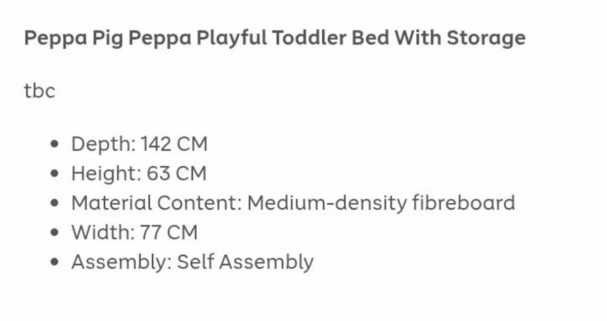 Brand New Peppa Pig Toddler Storage Bed and Storag - Image 1