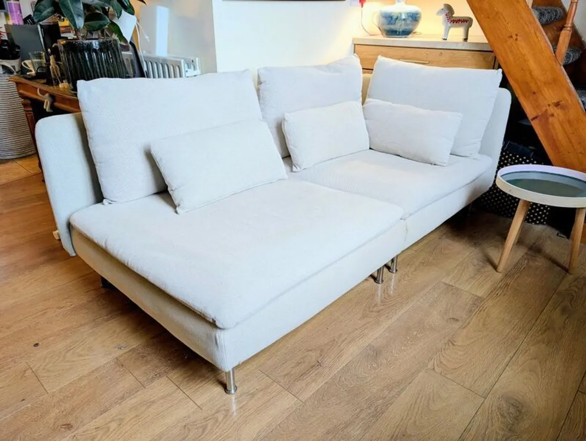 IKEA SODERHAMN 3-seat sofa with open end - Fridtuna Light Beige - Image 1