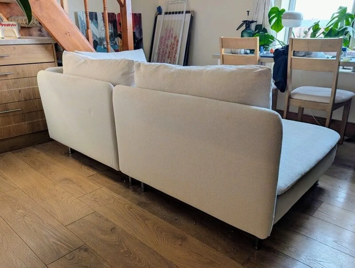 IKEA SODERHAMN 3-seat sofa with open end - Fridtuna Light Beige - Image 2
