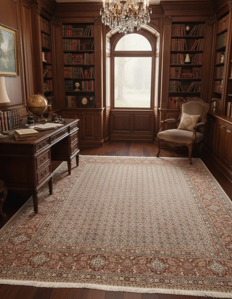 Large Squarish Perser Moud Hand Knotted Rug - Image 1