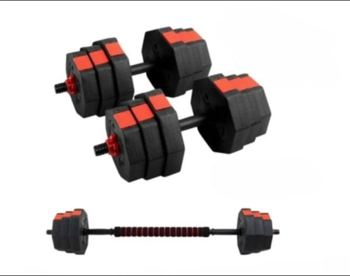 dumbbells and barbell set - Image 1