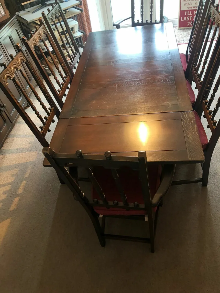 Ercol 1970s  Vintage Dining Table with 8 Chairs - Image 1