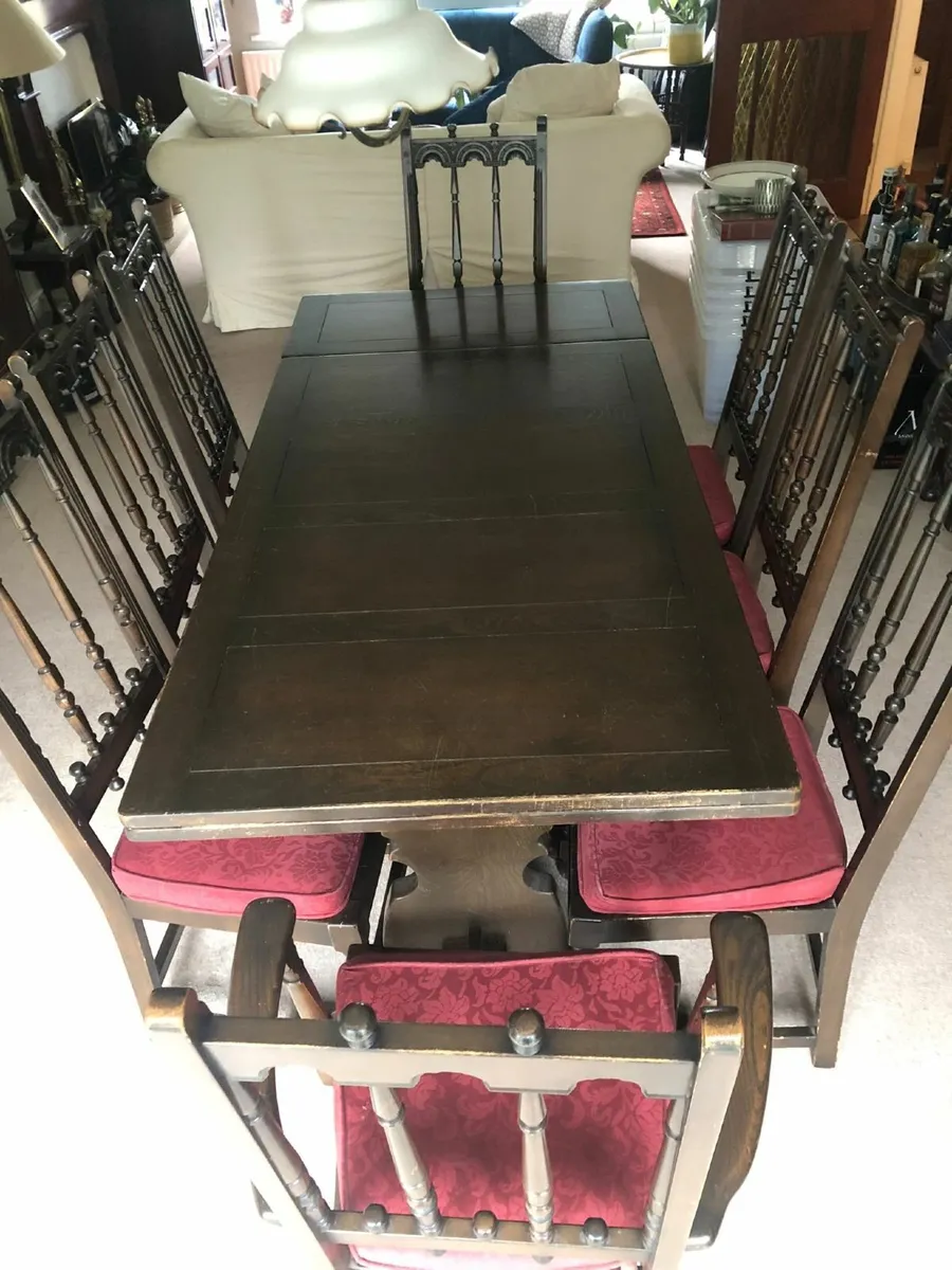 Ercol 1970s  Vintage Dining Table with 8 Chairs - Image 2