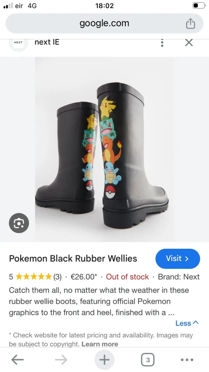 Pokémon kids black rubber wellies from NEXT - Image 3