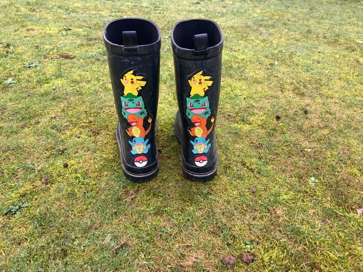 Pokémon kids black rubber wellies from NEXT - Image 1
