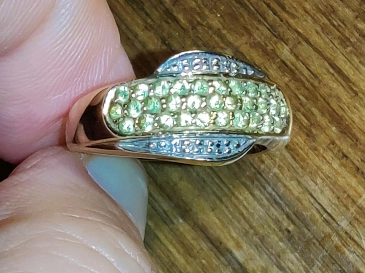 CHUNKY CITRINES & DIAMONDS, 9CT THICK Gold Ring ! - Image 1