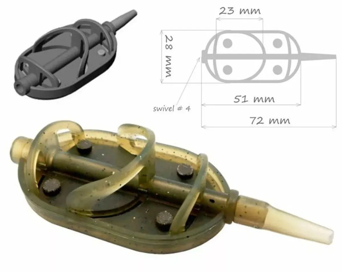 NEW - Size L - Set of 10 Mixed Weight (3x20g) + (1x30g) + (6x40g) - ARC Flat Method Feeders + Quick Release Mould - Carp Tench Bream Feeder Method Pellet Dumbells Hybrid Roach - Image 3