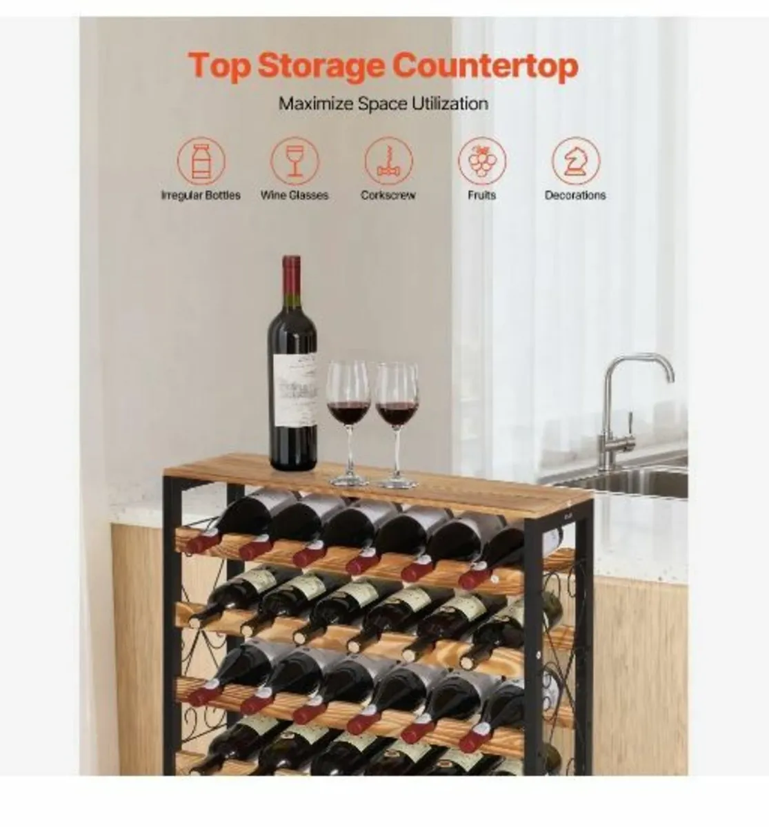 48 Bottle Wine Rack,8-Tier Iron - Image 2