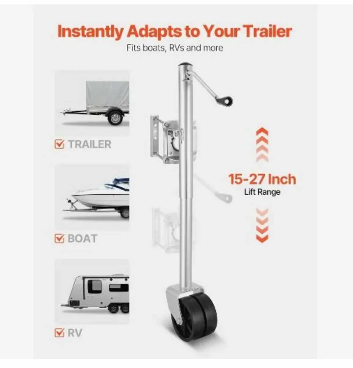 Trailer Jack with Wheel, 907 kg Load Capacity - Image 2