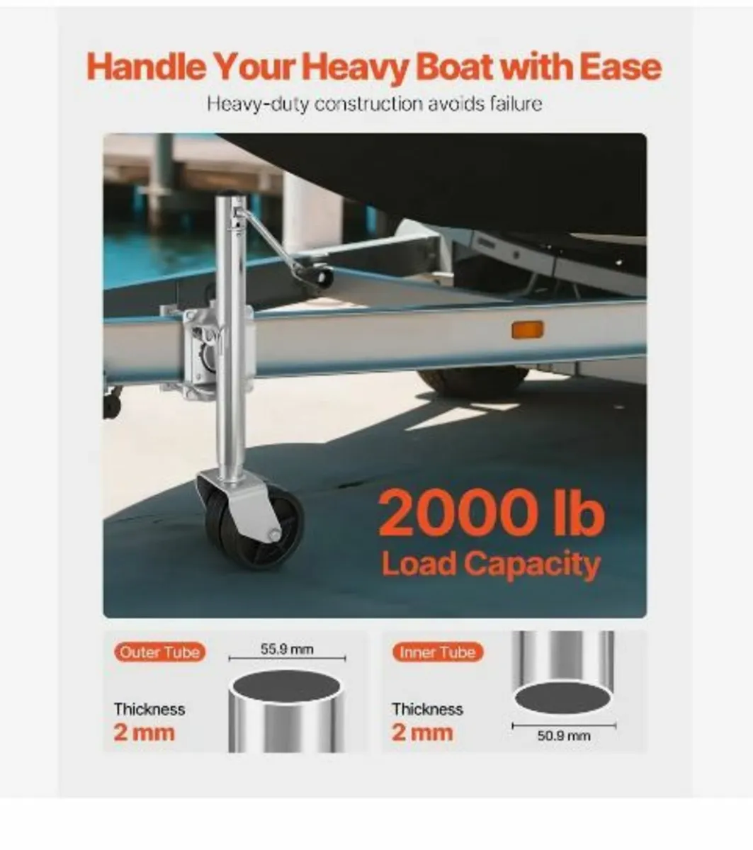 Trailer Jack with Wheel, 907 kg Load Capacity - Image 4
