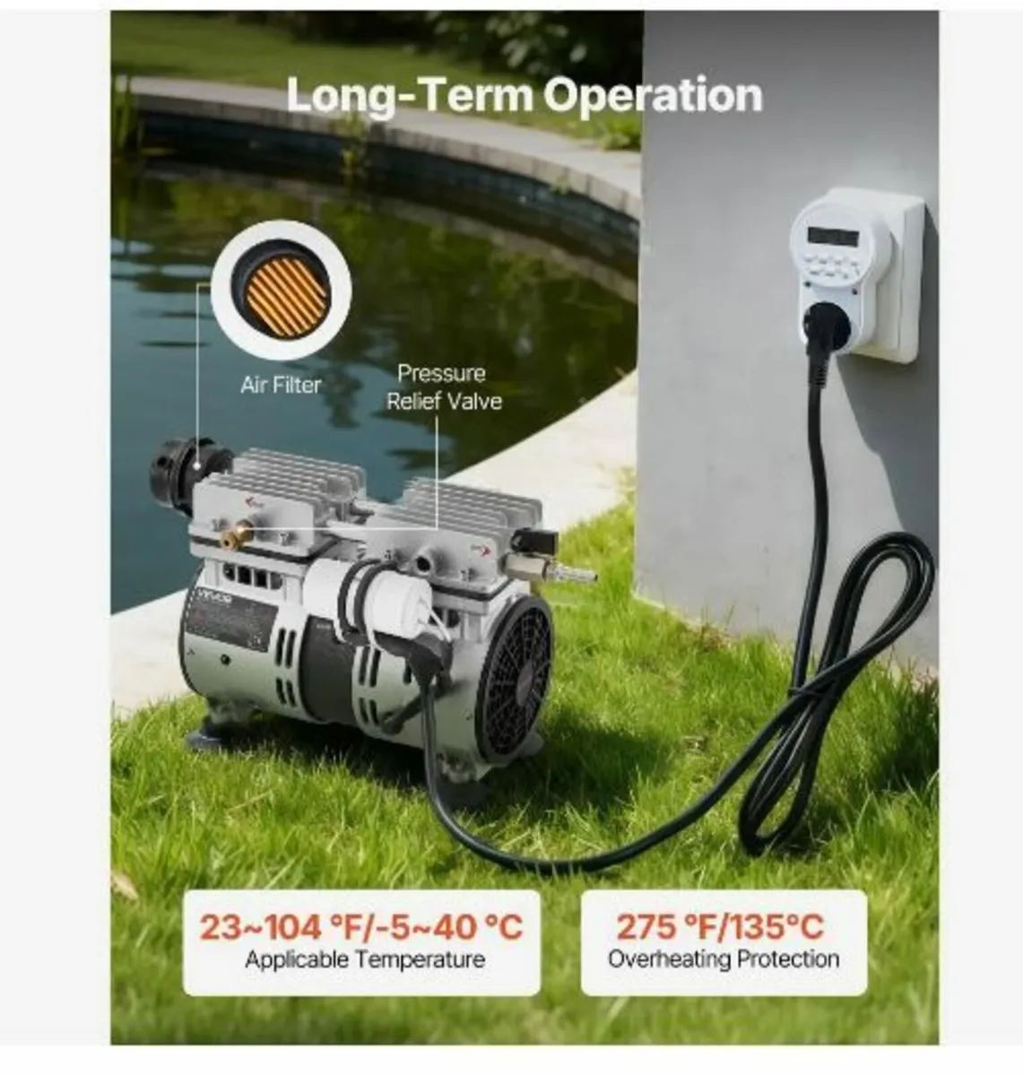 Pond Aerator, 5.2CFM 4/5HP Air Compressor - Image 2