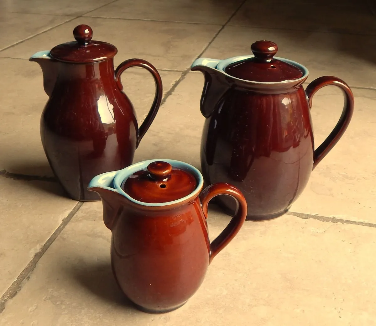 Collection of 3 Denby Stoneware Coffee/Tea Pots - Image 1