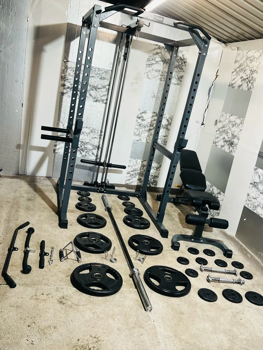 UPPER/LOWER CABLE SYSTEM RACK WEIGHTS BENCH BAR ++ - Image 2