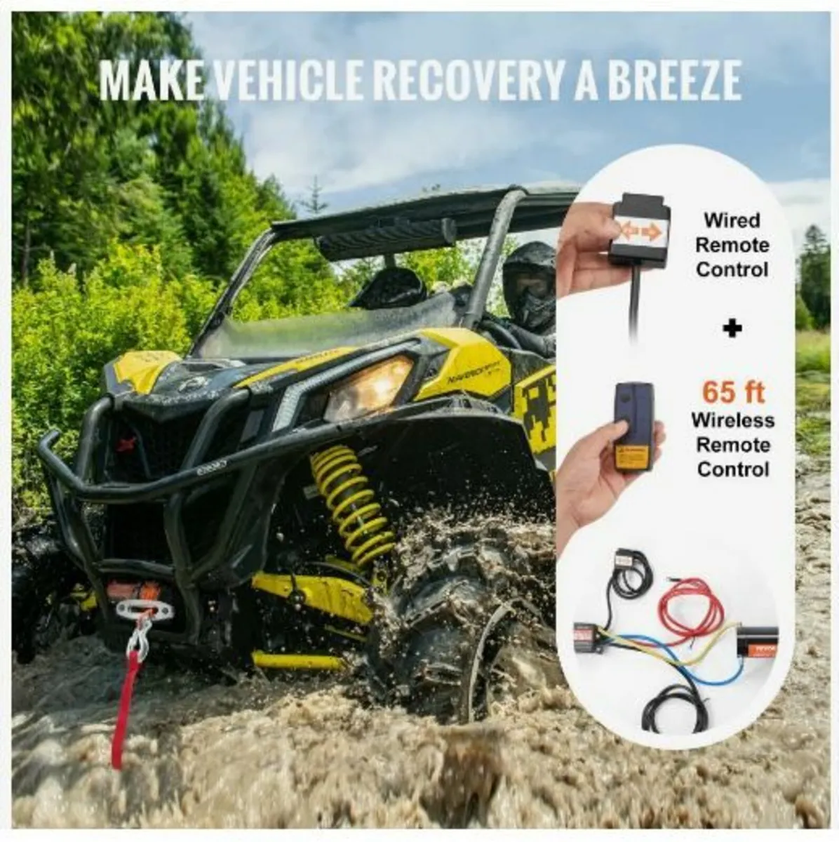 Electric Winch ATV UTV 2041.2 kg Synthetic - Image 4