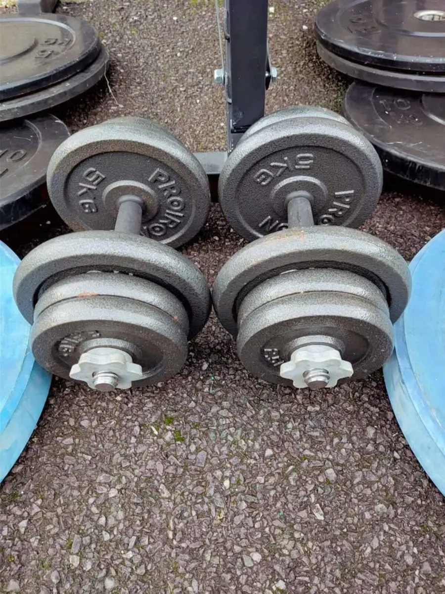 100KG OLYMPIC WEIGHT RACK BENCH BARBELL DUMBBELLS - Image 3