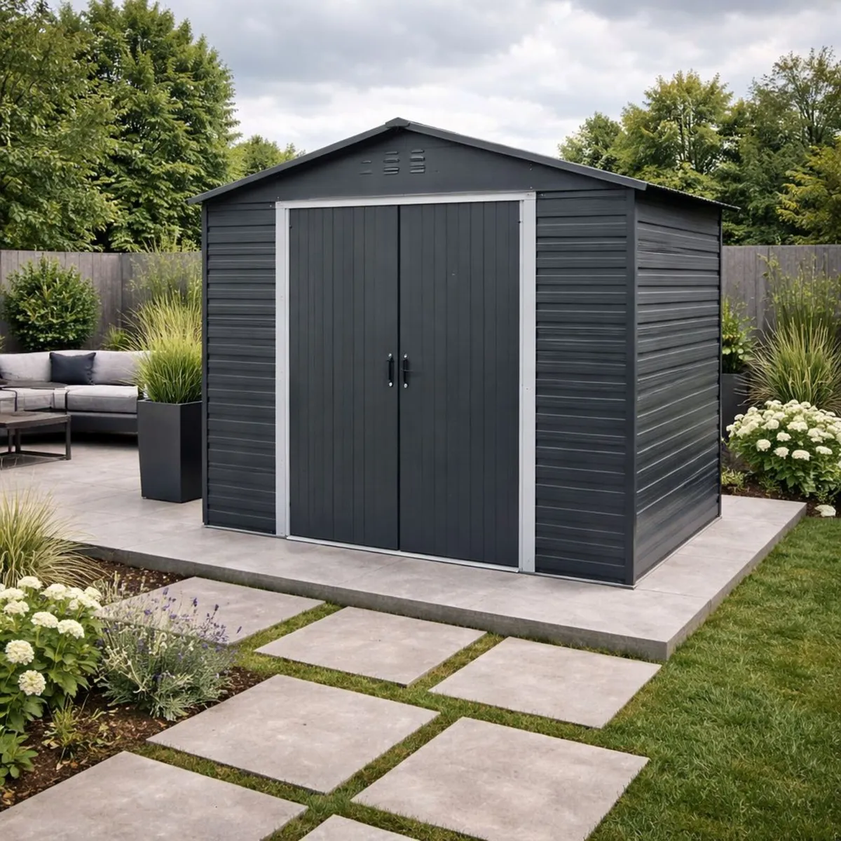 8×6 Alpine Steel Garden Shed – Anthracite Grey | - Image 2