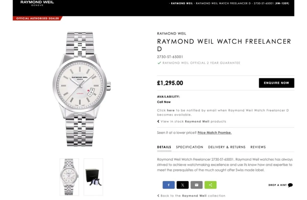 Raymond Weil Freelance Automatic Mechanical Watch - Image 3