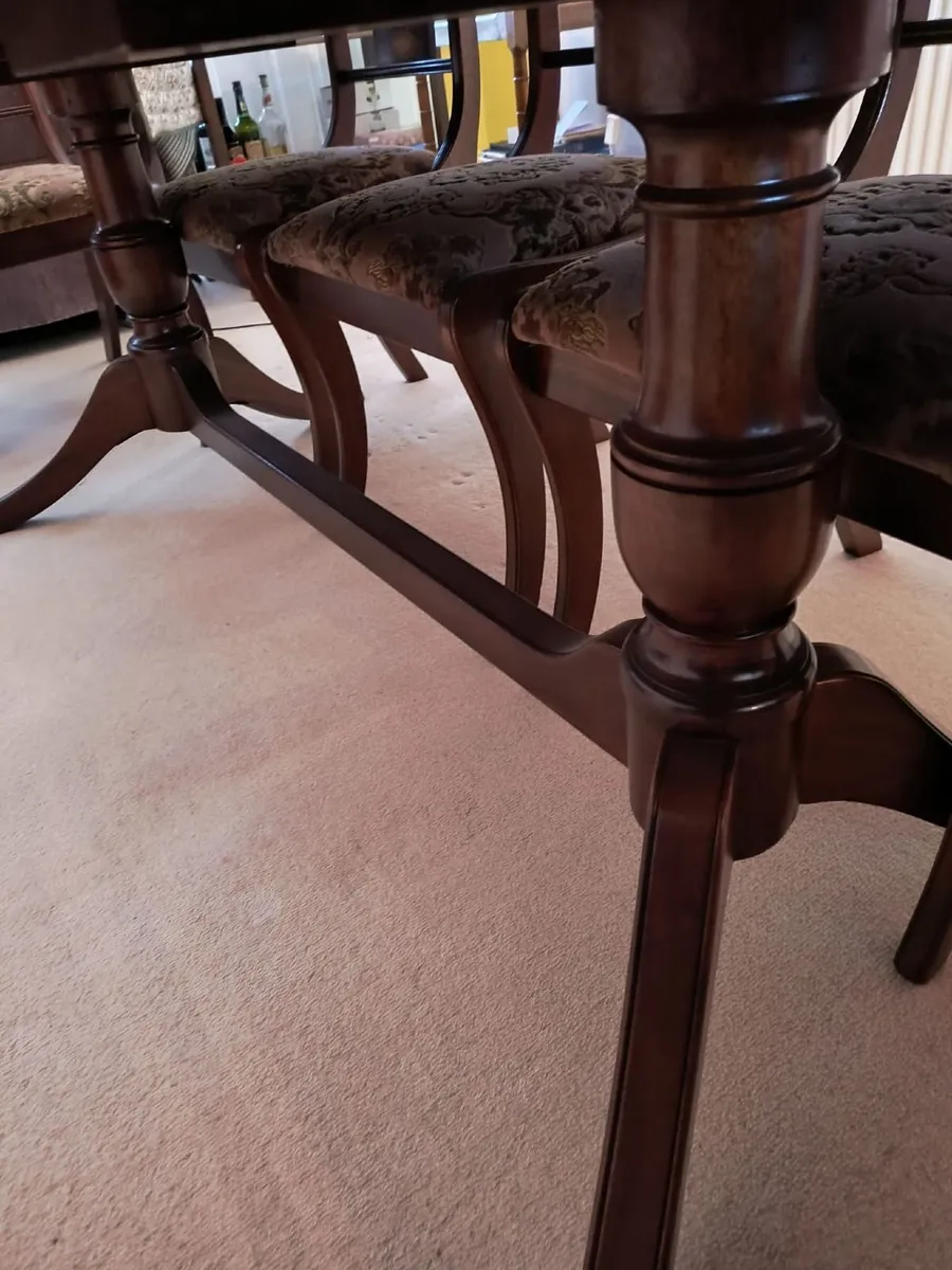 Vintage Solid Mahogany Dining Table and 8 Chairs - Image 4