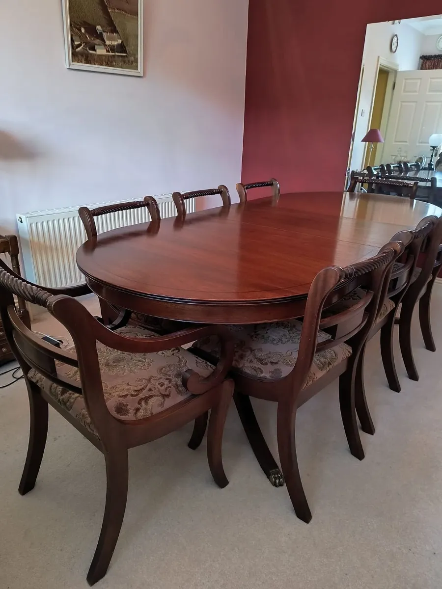 Vintage Solid Mahogany Dining Table and 8 Chairs - Image 1