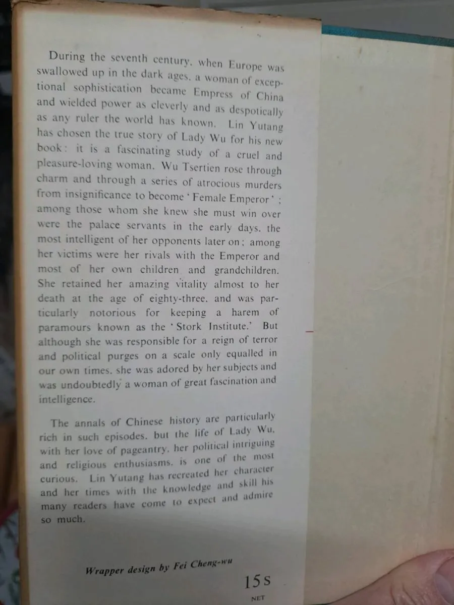 1st ed 1957 Lady Wu: A True Story – Lin Yutang - Image 4