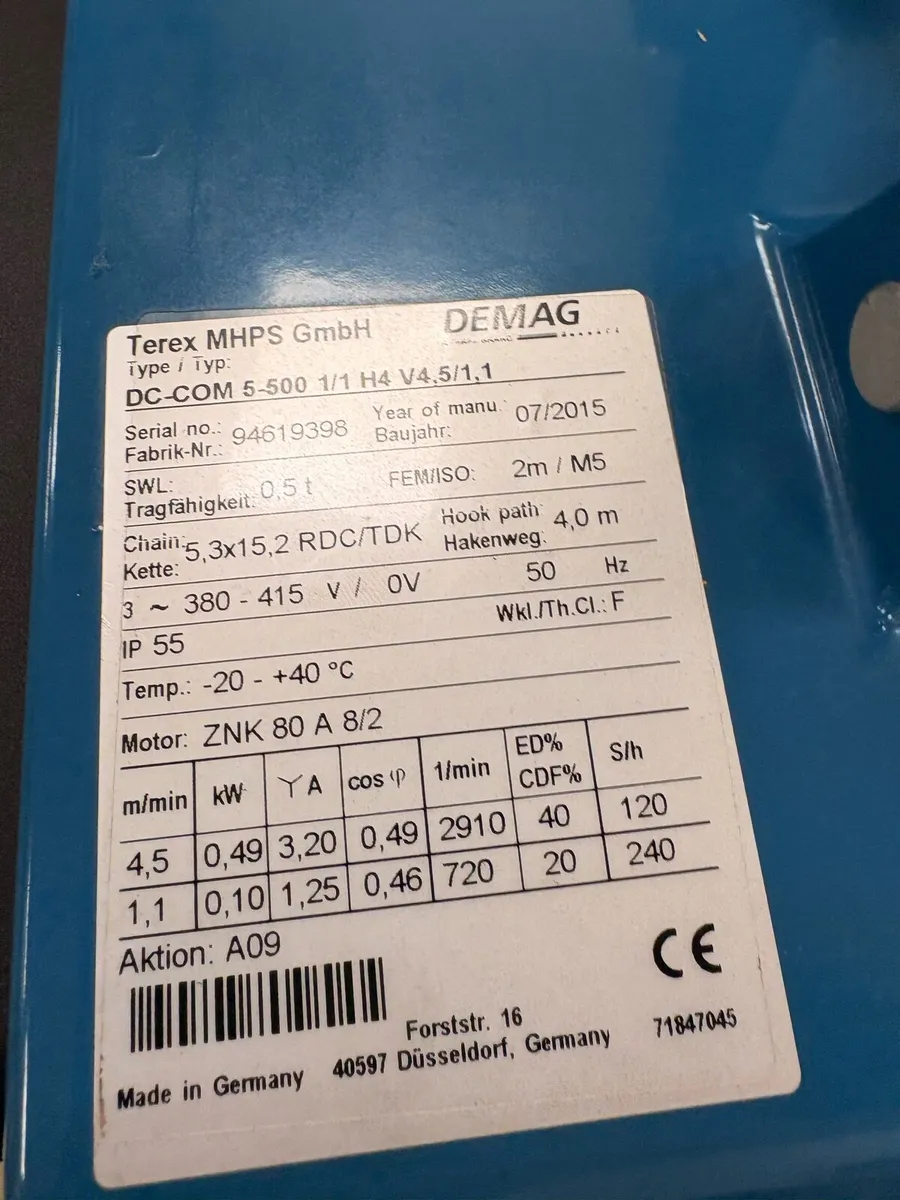 Hoist Demag 500kg - Image 3