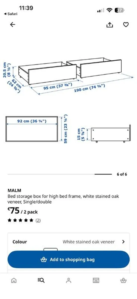 Malm bed storage boxes oak x4 - Image 4