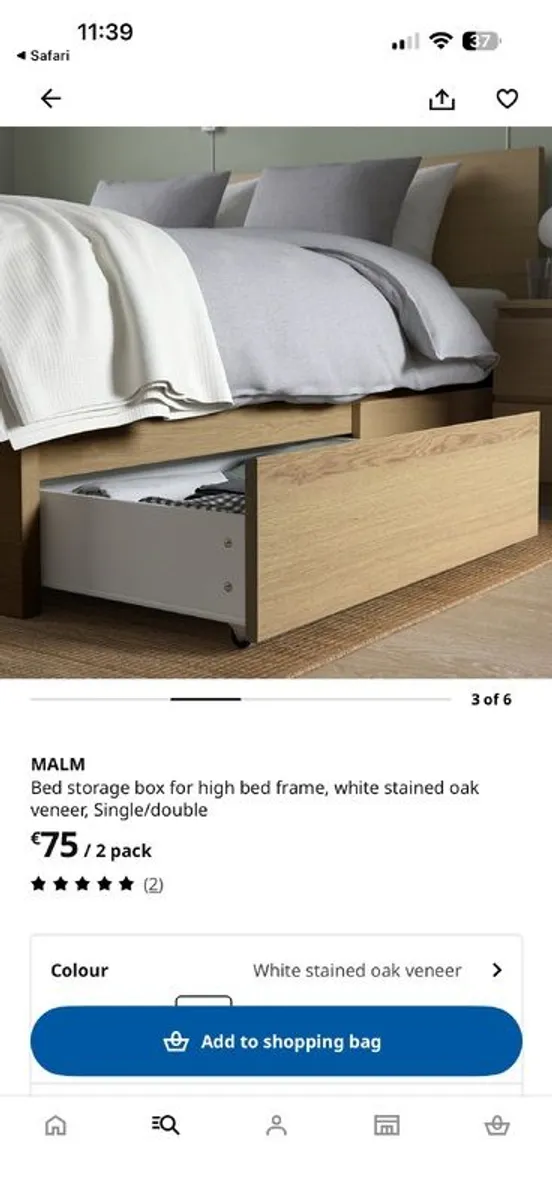 Malm bed storage boxes oak x4 - Image 1