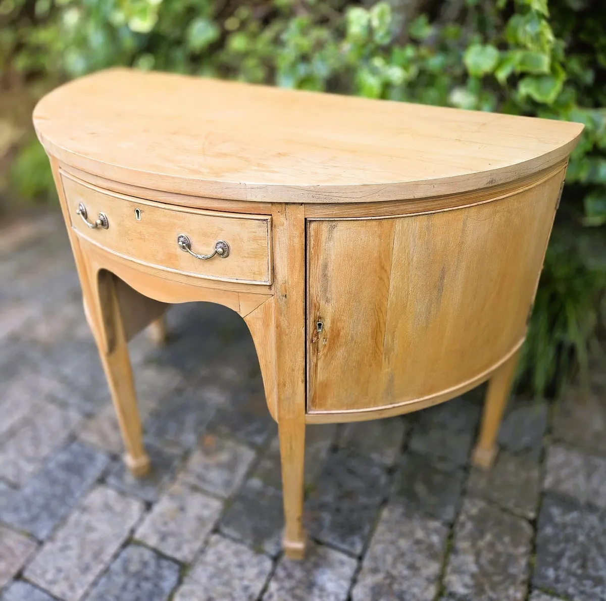 Victorian Pine Bow Fronted Cabinet- Circa 1890 - Image 3