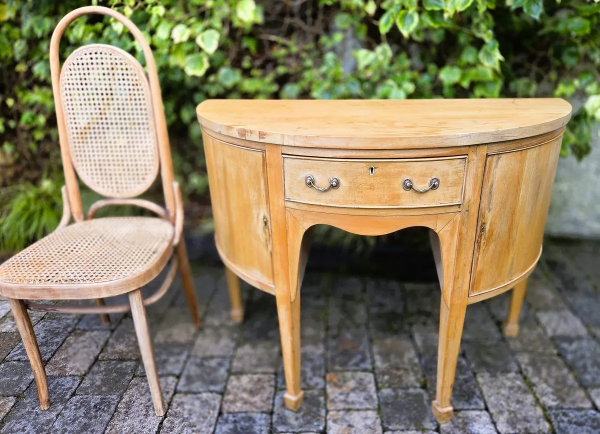 Victorian Pine Bow Fronted Cabinet- Circa 1890 - Image 4