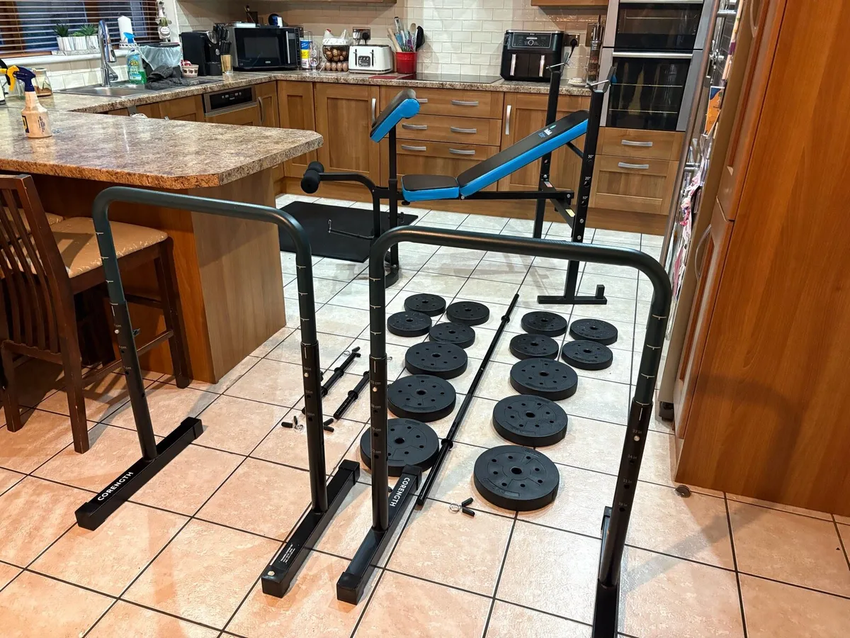 MULTIFUNCTION WEIGHT BENCH, WEIGHTS, BARS, MAT!! - Image 1