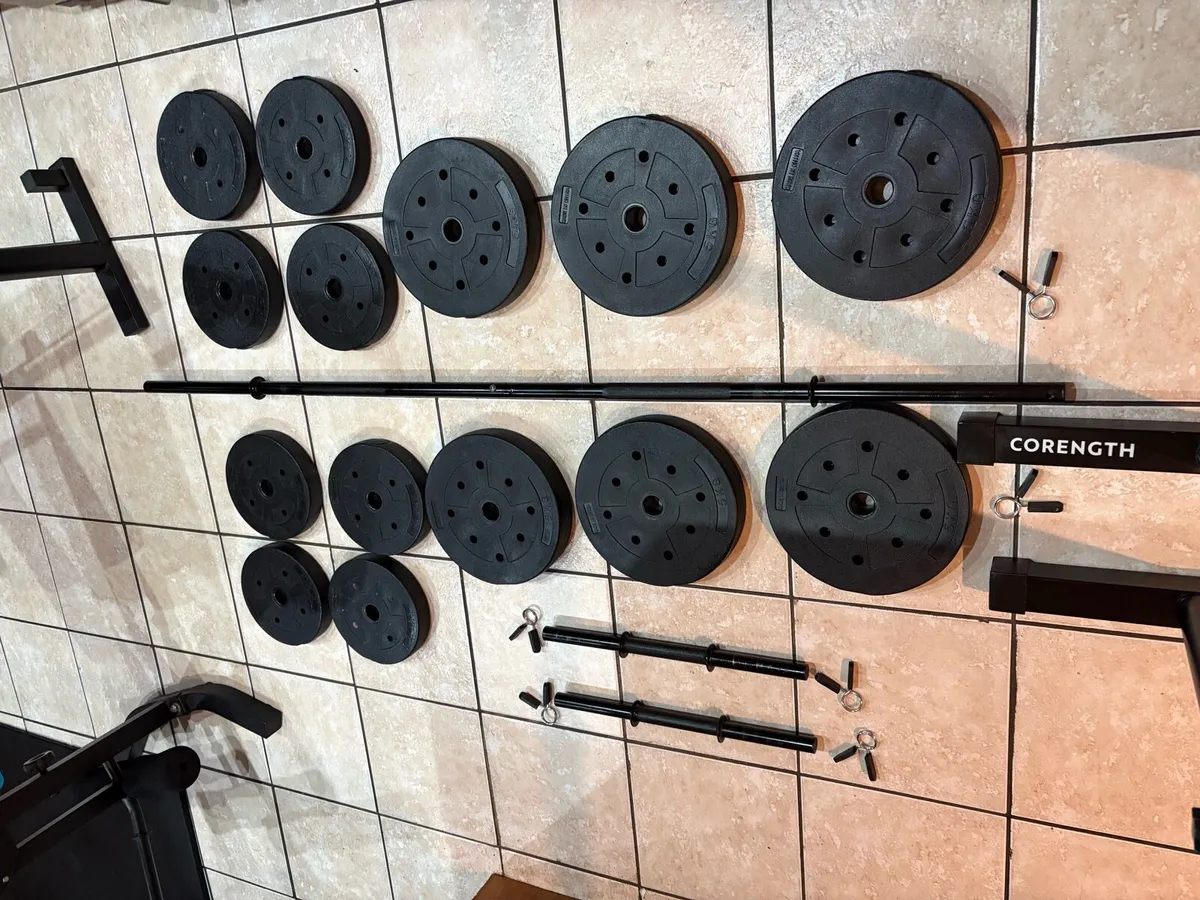 MULTIFUNCTION WEIGHT BENCH, WEIGHTS, BARS, MAT!! - Image 2