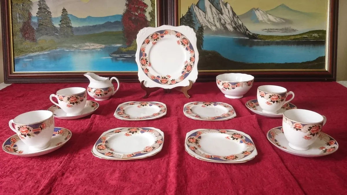 Vintage Plant Tuscan England Imari 15 Pc. Tea Set - Image 2