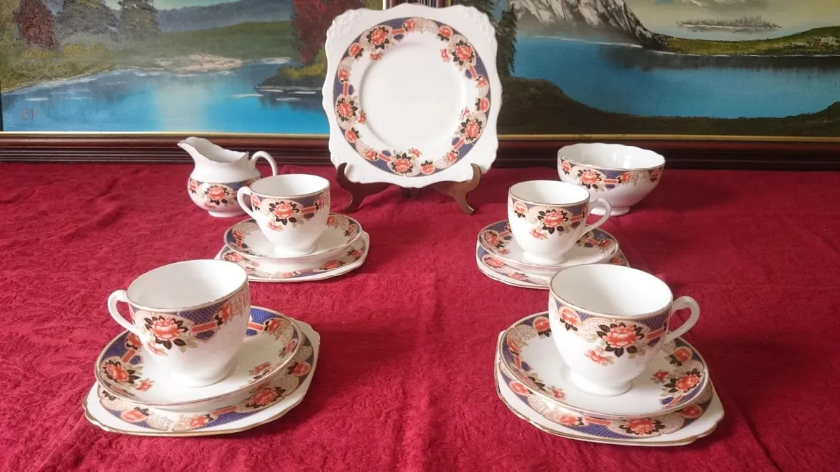 Vintage Plant Tuscan England Imari 15 Pc. Tea Set - Image 3