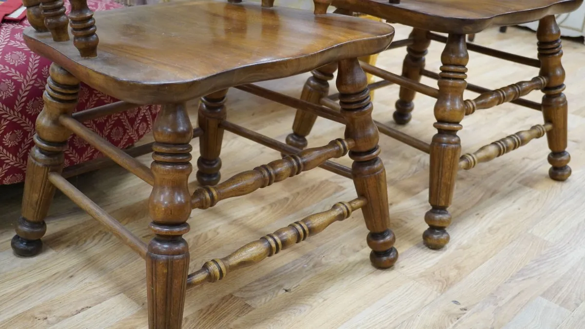 Heavy Solid Wood Carver Dining Chairs (Pair) - Image 4